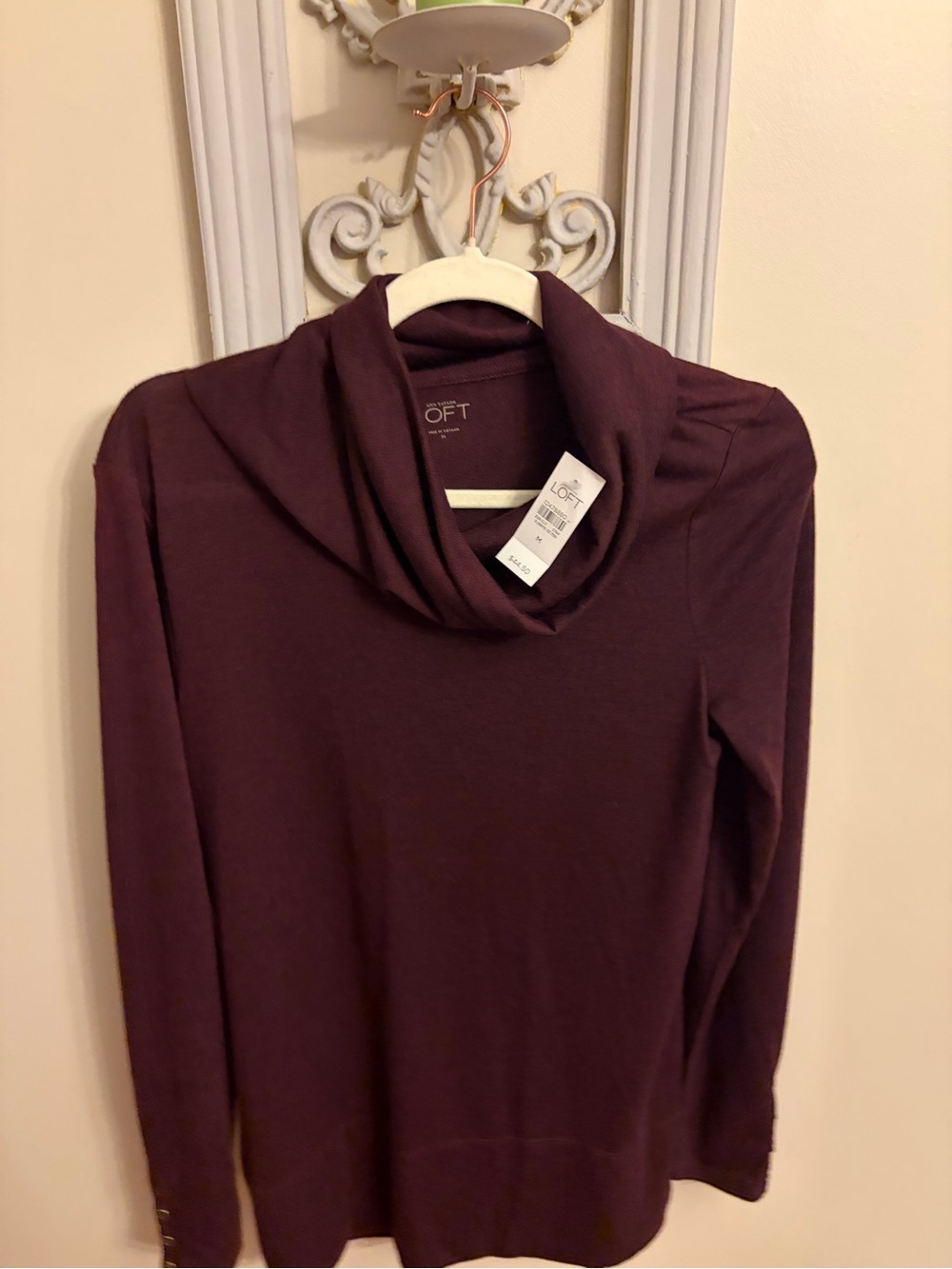 LOFT Plum Cowl Neck Sweater